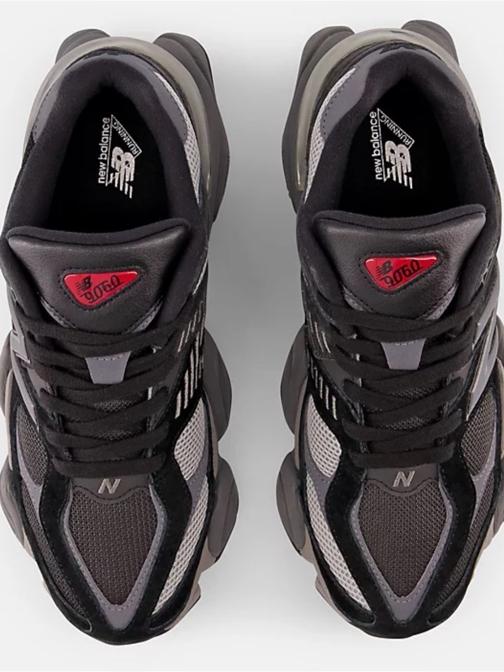 New Balance Black & Grey Athletic Sneakers with Red Details - Picture 1 of 5
